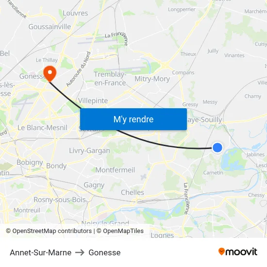 Annet-Sur-Marne to Gonesse map