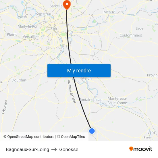 Bagneaux-Sur-Loing to Gonesse map