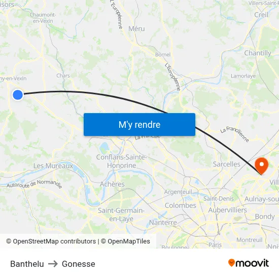 Banthelu to Gonesse map