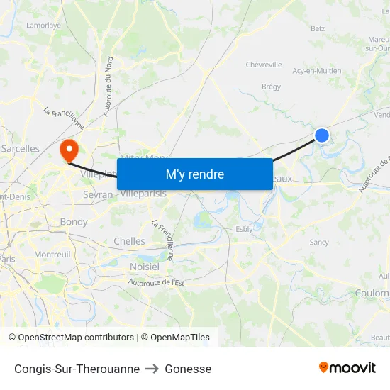 Congis-Sur-Therouanne to Gonesse map