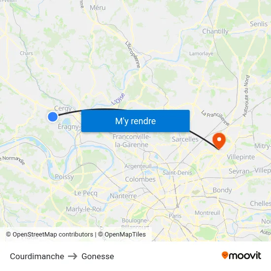 Courdimanche to Gonesse map