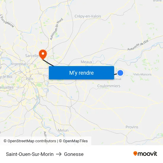 Saint-Ouen-Sur-Morin to Gonesse map