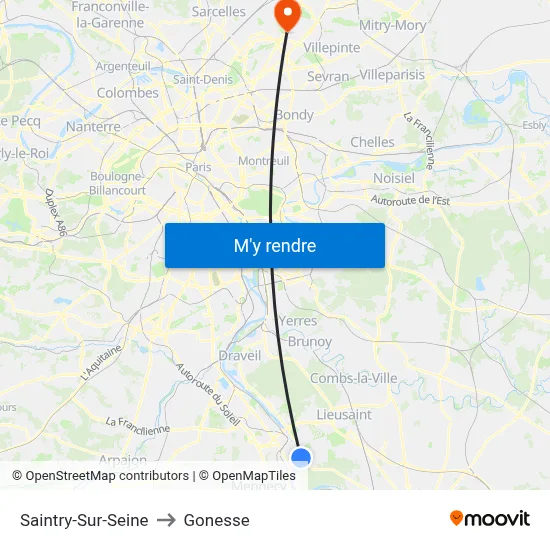 Saintry-Sur-Seine to Gonesse map