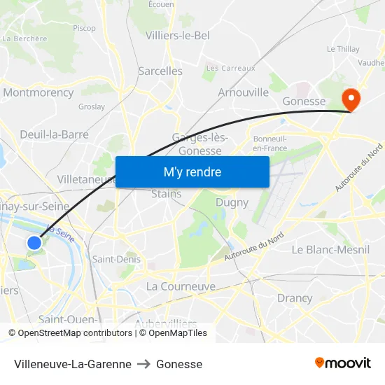 Villeneuve-La-Garenne to Gonesse map