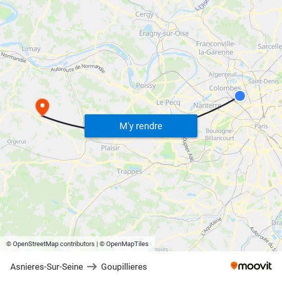 Asnieres-Sur-Seine to Goupillieres map