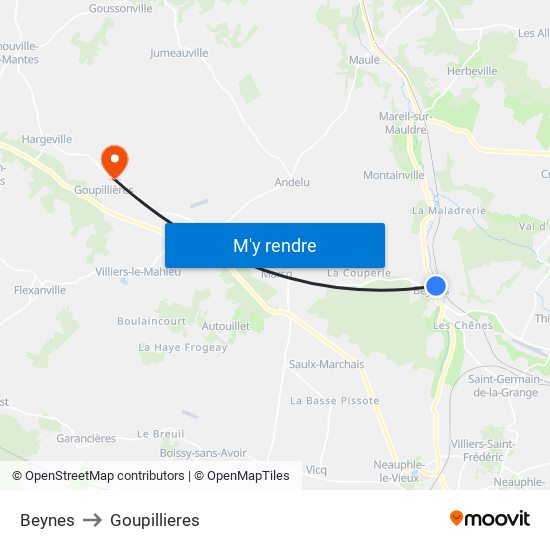 Beynes to Goupillieres map