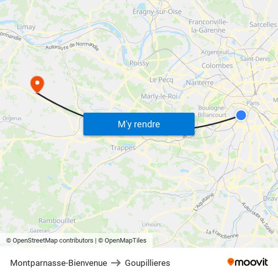 Montparnasse-Bienvenue to Goupillieres map