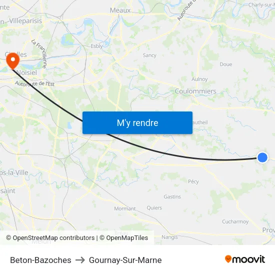 Beton-Bazoches to Gournay-Sur-Marne map