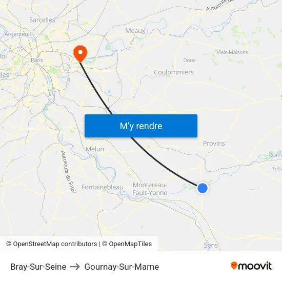 Bray-Sur-Seine to Gournay-Sur-Marne map