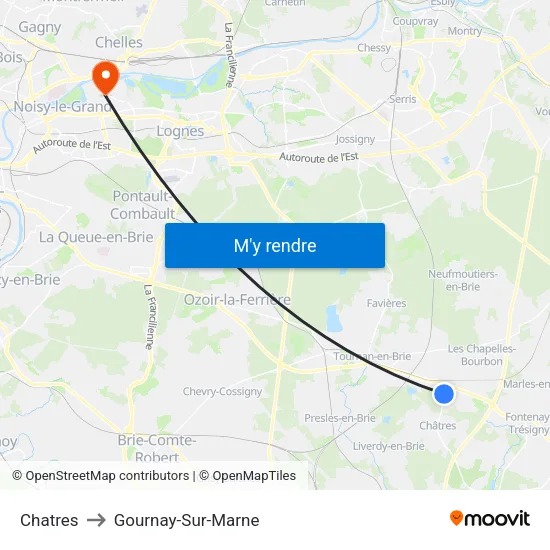 Chatres to Gournay-Sur-Marne map