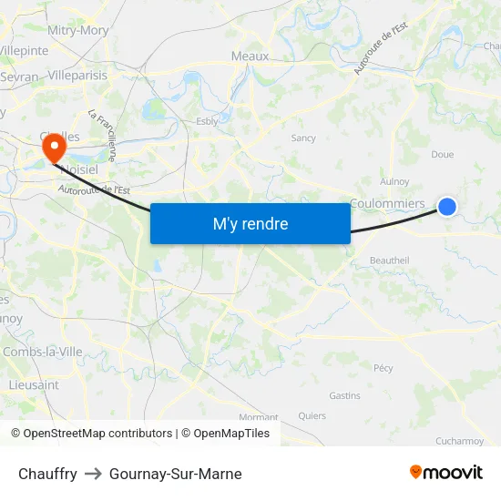 Chauffry to Gournay-Sur-Marne map