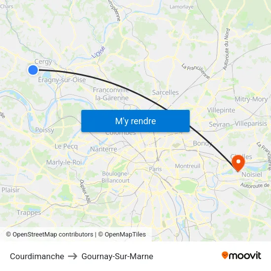 Courdimanche to Gournay-Sur-Marne map