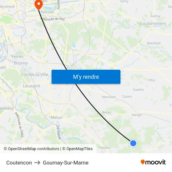 Coutencon to Gournay-Sur-Marne map