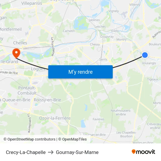 Crecy-La-Chapelle to Gournay-Sur-Marne map