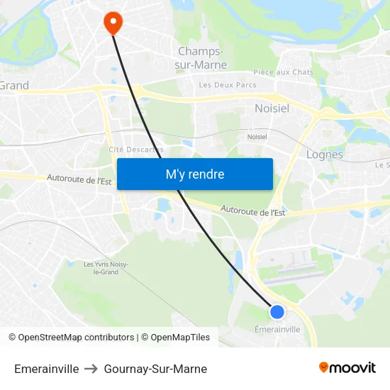 Emerainville to Gournay-Sur-Marne map