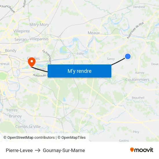 Pierre-Levee to Gournay-Sur-Marne map