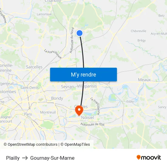 Plailly to Gournay-Sur-Marne map