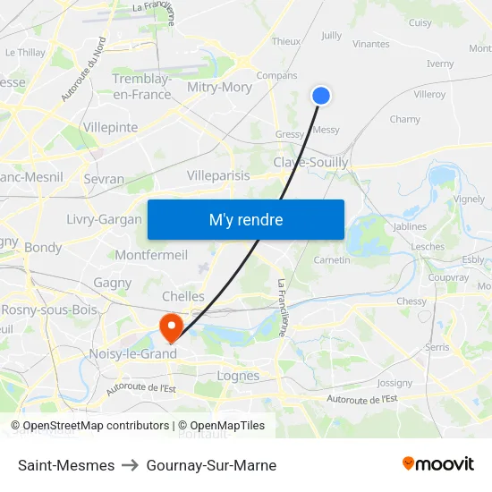 Saint-Mesmes to Gournay-Sur-Marne map