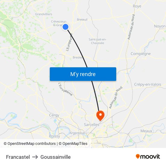 Francastel to Goussainville map