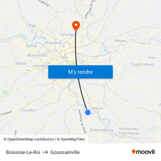 Boissise-Le-Roi to Goussainville map