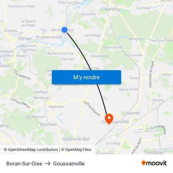 Boran-Sur-Oise to Goussainville map