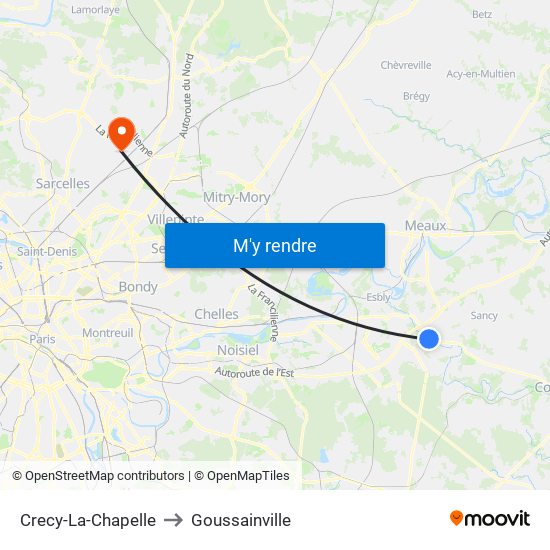 Crecy-La-Chapelle to Goussainville map