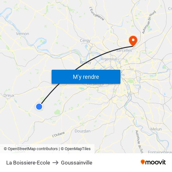 La Boissiere-Ecole to Goussainville map