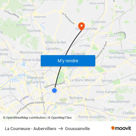 La Courneuve - Aubervilliers to Goussainville map