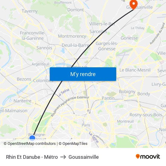 Rhin Et Danube - Métro to Goussainville map