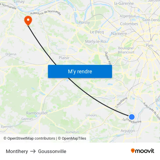 Montlhery to Goussonville map