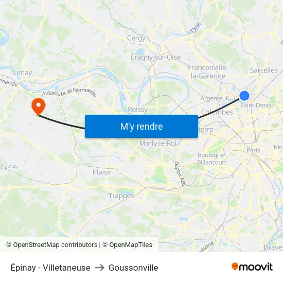 Épinay - Villetaneuse to Goussonville map