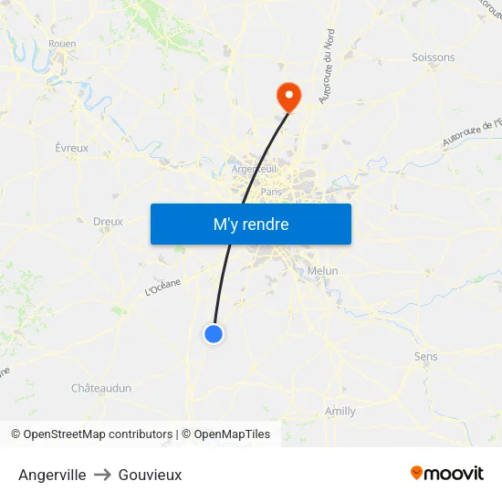Angerville to Gouvieux map