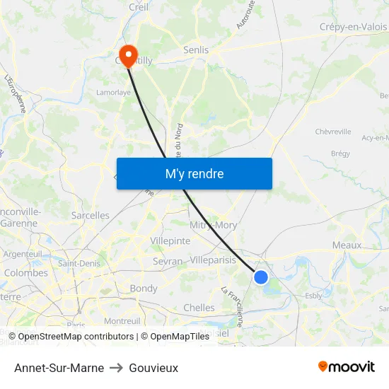 Annet-Sur-Marne to Gouvieux map