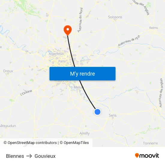 Blennes to Gouvieux map