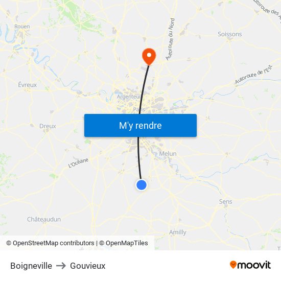 Boigneville to Gouvieux map