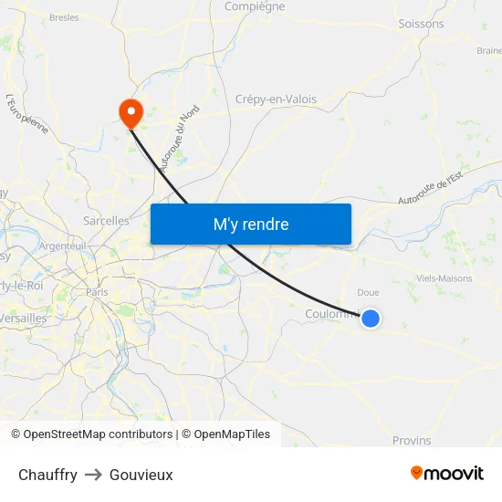 Chauffry to Gouvieux map