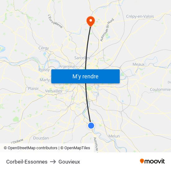 Corbeil-Essonnes to Gouvieux map