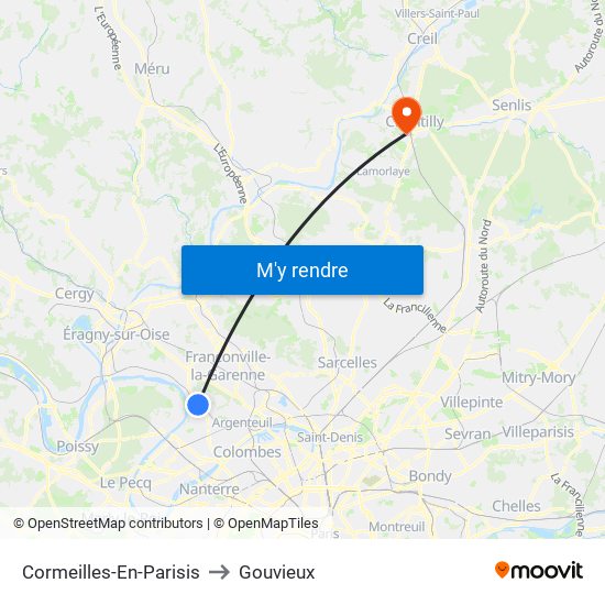 Cormeilles-En-Parisis to Gouvieux map