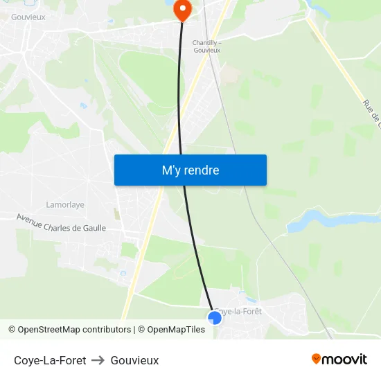 Coye-La-Foret to Gouvieux map