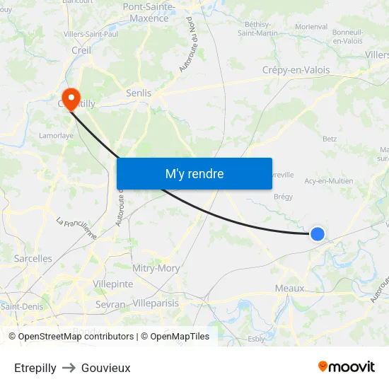 Etrepilly to Gouvieux map