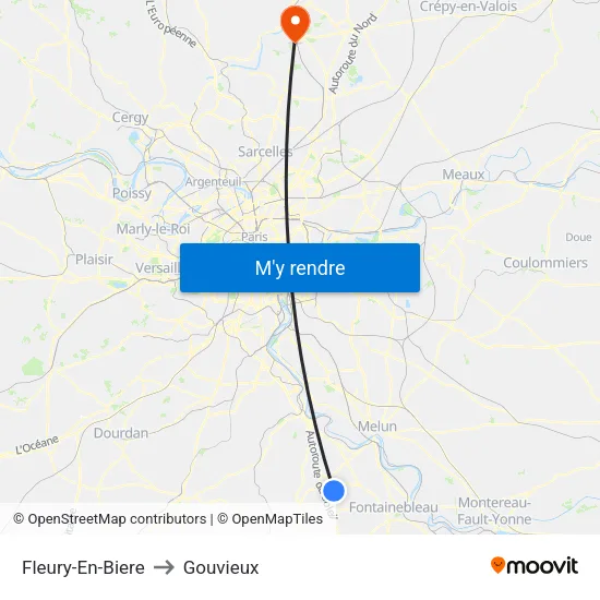 Fleury-En-Biere to Gouvieux map