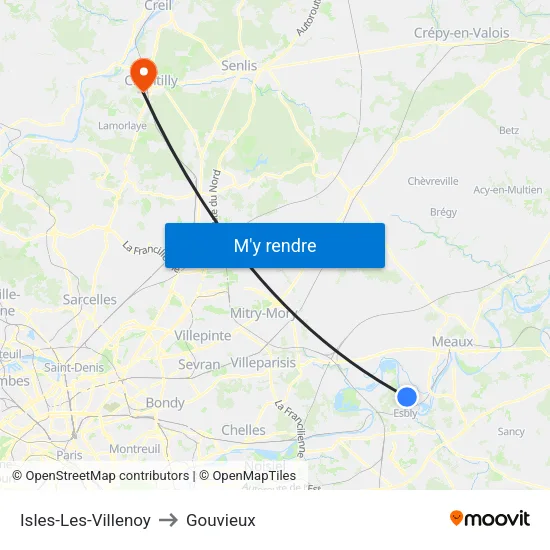 Isles-Les-Villenoy to Gouvieux map