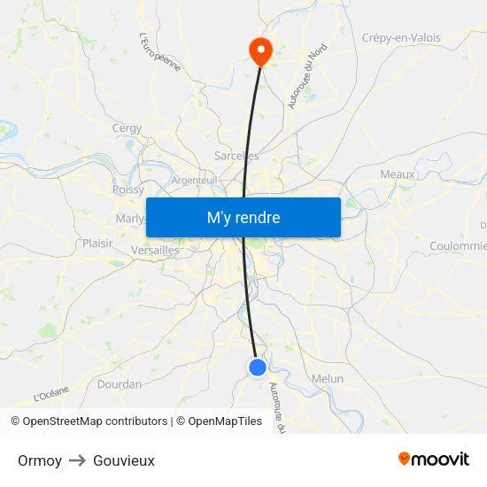 Ormoy to Gouvieux map