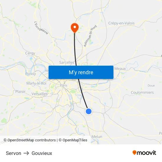 Servon to Gouvieux map
