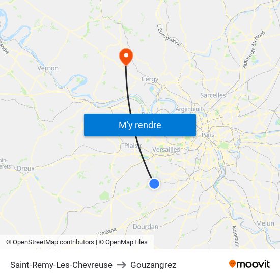 Saint-Remy-Les-Chevreuse to Gouzangrez map