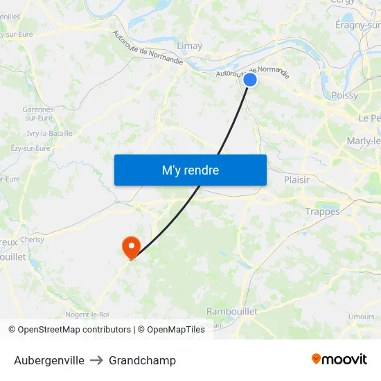 Aubergenville to Grandchamp map
