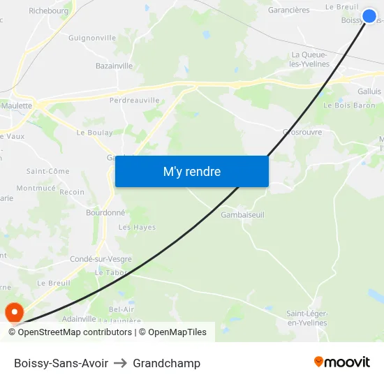 Boissy-Sans-Avoir to Grandchamp map