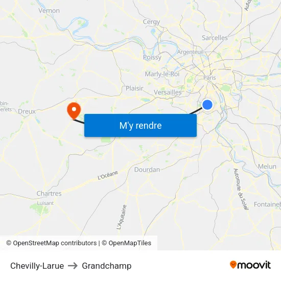 Chevilly-Larue to Grandchamp map