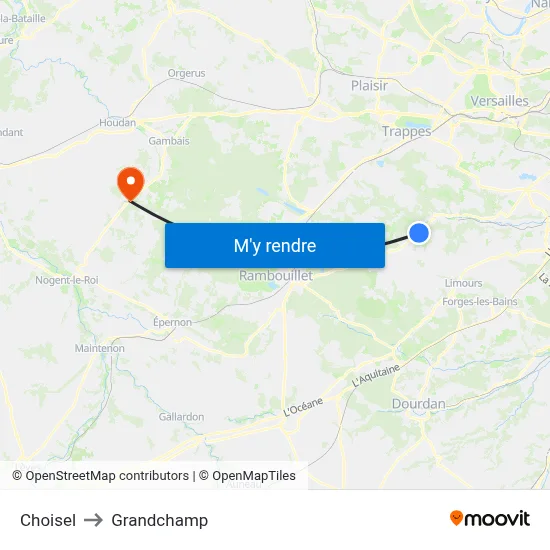 Choisel to Grandchamp map