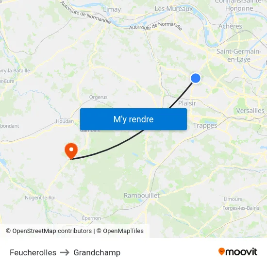 Feucherolles to Grandchamp map